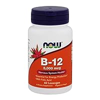 B-12, 5000mcg w/FOLIC, 60 Tabs by Now Foods (Pack of 6)