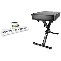 Alesis Recital E Piano 88 Keys for Beginners with Semi-Weighted Full Size Piano & RockJam Premium Adjustable Padded Keyboard Bench or Digital Piano Stool, Regular