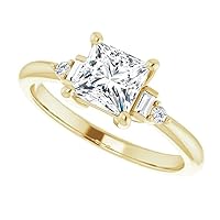 925 Silver, 10K/14K/18K Solid Gold Moissanite Engagement Ring, 1.0 CT Princess Cut Handmade Solitaire Ring, Diamond Wedding Ring for Women/Her Anniversary Propose Rings, VVS1 Colorless