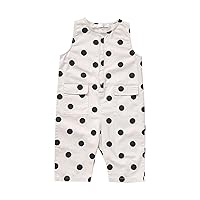 Infant Baby Girl Summer Clothes Sleeveless Crew Neck Romper Dot Print Button Down Long Organic Girl Baby
