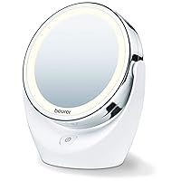 Beurer 5x Magnifying Double-Sided Cosmetic Vanity Makeup Mirror Illuminated | LED Lights | 360° Degree Swivel Rotation| Cordless | BS49
