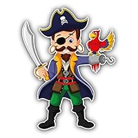 Cartoon Pirate Kid Sticker - Durable Adhesive UV-Resistant Waterproof Vinyl Sticker Decal for Car Bumper, Laptop, Water Bottle, Wall, and Window, Size - 6'' Longer Side