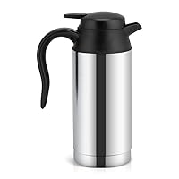 Acouto 12V 750ml Travel Heating Cup, Car Portable Stainless Steel Electric  Heated Thermos Cup Coffee Tea Boiling Mug Kettle