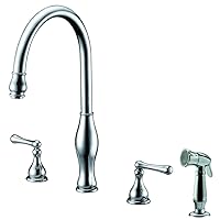 Dawn AB08 3156C 3-Hole, 2-Handle Widespread Kitchen Faucet with Side Spray, Chrome