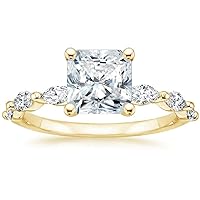 ERAA Jewel 1.5 CT Radiant Colorless Moissanite Engagement Ring, Wedding Bridal Ring Set, Eternity Silver Solid 10K 14K 18K Gold Diamond Solitaire Prong Set Anniversary Promise Rings for Her