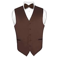 Men's Dress Vest & BowTie Solid CHOCOLATE BROWN Color Bow Tie Set for Suit Tux