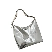 PU Top-Handle Handbag for Women Large Capacity Shoulder Bag for Women Shopping Bag Silver Gold Tote Bag