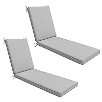 AAAAAcessories Outdoor Chaise Lounge Cushions for Patio Furniture Lounge Chairs Set of 2, Waterproof Fabric, 72 x 21 x 3 Inch, Gray