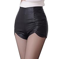 Faux Leather Shorts for Women Autumn Winter Sexy Party High Waist Female Slim Hip Push Up Wide Leg Shorts