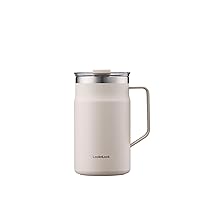 LocknLock Metro Mug Premium 18/8 Stainless Steel Double Wall Insulated with Handle Perfect for table with Lid, Ivory, 20 oz
