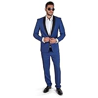 Slim Fit 1 Button Shawl Collar Suede Lapel Suit