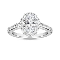1-5 Carat (ctw) White Gold Pear Cut LAB GROWN Diamond Halo Engagement Ring [ Color D-E, Clarity VS1-VS2 ]