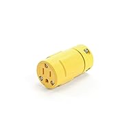Daniel Woodhead 1547 Super-Safeway Connector, 2 Poles, 3 Wires, NEMA 5-15 Configuration, Yellow, 15A Current, 125V Voltage