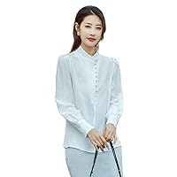Real Silk Shirt Female Spring and Summer New Large Size Loose Shirt Long Sleeve Mulberry Silk Tops