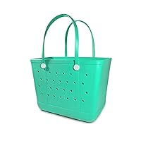 X Large Rubber Waterproof Beach Tote Bag, Washable Anti-tip Durable Beach Storage Basket Hole Opening Tote Bag