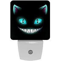 Scary Cheshire Cat Vampire Face Night Light (Plug-in), Smart Dusk to Dawn Sensor Warm White LED Nightlights for Hallway Bedroom Kids Room Kitchen Hallway, 2 Packs