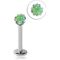 316L Surgical Steel Labret Monroe Nose Ring Stud Faux Simulated Opal Star 1/4