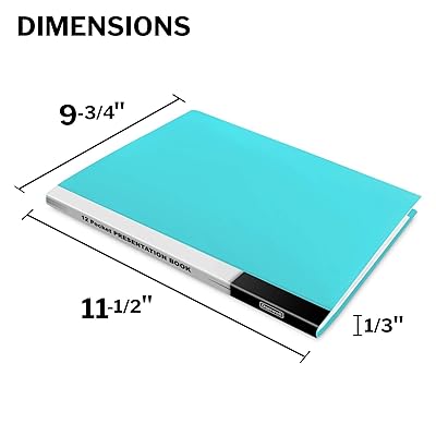 Dunwell Binder with Plastic Sleeves 12-Pocket (1 Pack, Aqua) - Presentation Book, 8.5 x 11 Portfolio Folder with Clear Sheet Protectors, Displays 24