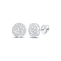 The Diamond Deal 14kt White Gold Mens Round Diamond Cluster Earrings 1/4 Cttw