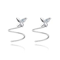 Solid 925 Sterling Silver Butterfly Earrings Cuff for Women Teen Girls Butterfly Crawler Earrings Climber Earrings
