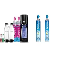 SodaStream E-TERRA Sparkling Water Maker Bundle (Black), with CO2, Carbonating Bottles, and bubly Drops Flavors & 60 L Co2 Exchange Carbonator, 14.5 Oz, Set of 2, Plus $15