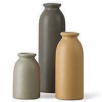 CWLWGO-Ceramic Matte Vase for Home Decor, Modern and Minimalist Decorative Vase Set. Farmhouse Living Room Tabletop, Bookshelf Decoration, Centerpiece Table Decor,Boho Decor.（Matte Multi）…