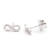 925 Sterling Silver Infinity Single Cut Micro Pave Set 0.05 dwt Diamond Earrings