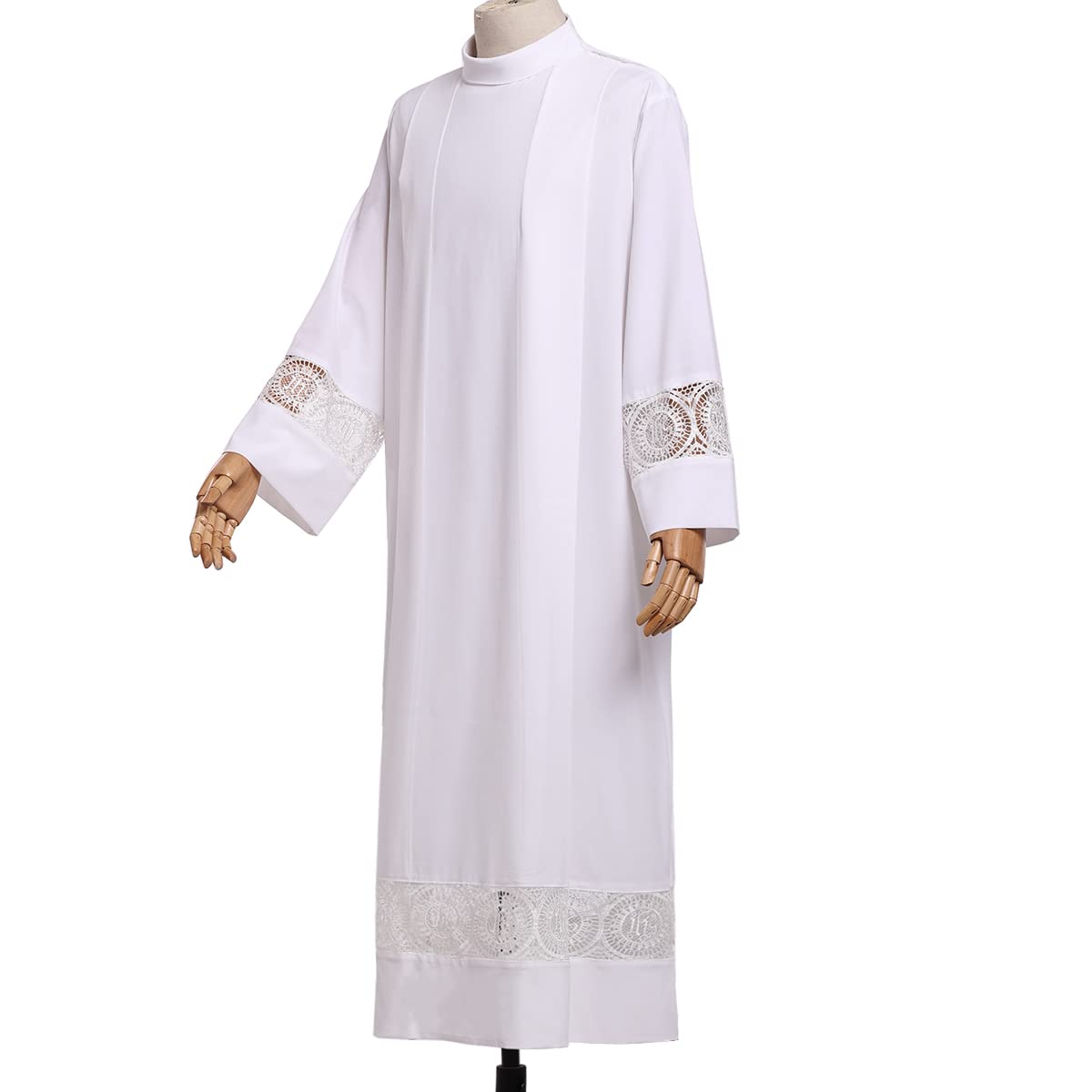 BLESSUME Catholic Priest Alb Pleated Lace Pulpit Liturgical Cotta Vestment Robe