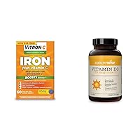 Vitron-C Iron Supplement with Vitamin C, 60 Count & NatureWise Vitamin D3 5000iu (125 mcg), 90 Count