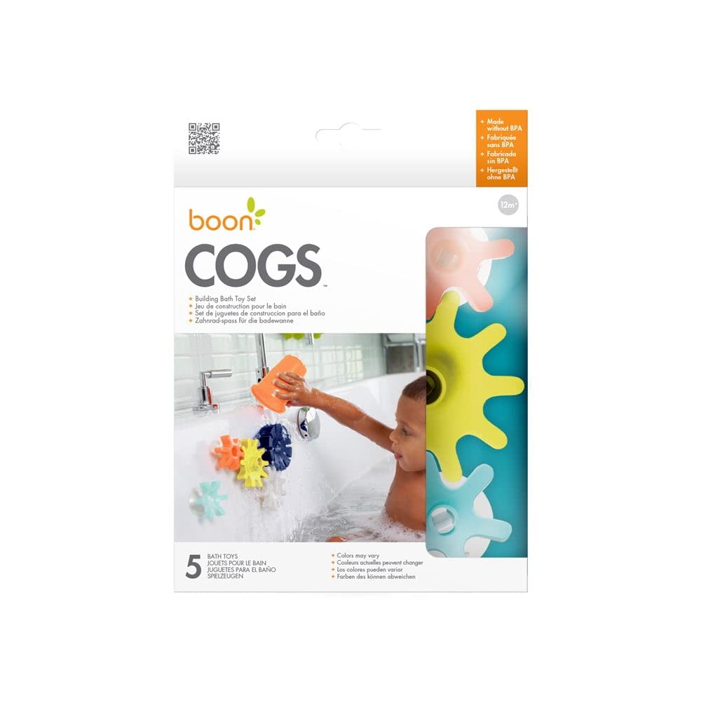 Boon COGS Baby Bath Toys - Gear Themed Sensory Baby Toys for Bathtub - Navy - Ages 12 Months and Up - 5 Count