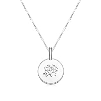 Birth Flower Necklace Silver Birth Month Pendant Necklaces for Women Girl Birthday Flower Gift