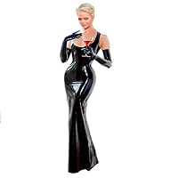 Plus Size Low Cut Sleeveless Skinny Long Dress Ladies Elegant PVC Mermaid Dress