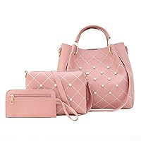 3-PC Handbags for Women Fashion Tote Bags PU Leather Shoulder Bag Top Handle Satchel Purse Set