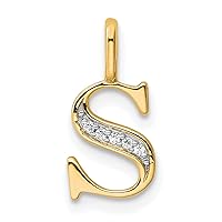 Jewels By Lux 10K Diamond Letter I Initial Charm Pendant (Length 14.99mm Width 4.85 mm)