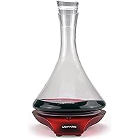 LEVARE Electric Aerator and Glass Decanter Set, Smart Swirl Aerating Base Ages Wine in Minutes, Premium Aeration for Sommeliers, Wine Enthusiasts (Holiday Red)