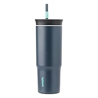 Owala Stainless Steel Triple Layer Insulated Travel Tumbler with Spill Resistant Lid and Straw, BPA Free, 24 oz, Black/Grey (Foggy Tide)