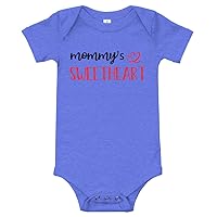 Mommy's Sweetheart Valentine's Day Baby Onsie Heather Columbia Blue