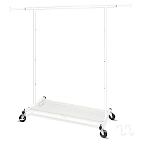 Simple Rolling Clothing Garment Rack, Metal Clothes Organizer with Lockable Wheels for Dorm Bedroom Home Balcony