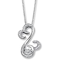 14K White Gold Plated 925 Sterling Silver Round Cut Cubic Zirconia Wedding Beautiful Double Heart Pendant with 18