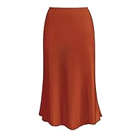 2024 Women's Long Satin Summer Fall Skirt Silk Elegant High Waist Cocktail Party Wedding Flared A-Line Midi Skirts