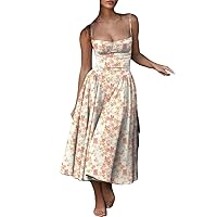 Summer Floral Slip Dress Women Sexy Tube Tops Sleeveless Dresses Female Printted line Elegant Midi Lady