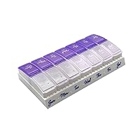Ezy Dose Weekly (7-Day) Pill Case, Medicine Planner, Vitamin Organizer, 2 Times a Day AM/PM, Small Pop-Out Compartments, Arthritis Friendly, Easy to Use, Pearlescent and Lavender Lids, BPA Free