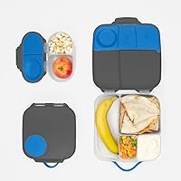 b.box NEW Kids Lunch & Snack 3-Pack | Includes Matching Lightweight Bento Lunch Box, Mini Lunch Box & Snack Box | School Supplies | Color: Blue/Gray (Blue Slate)