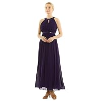 TiaoBug Women's Halter Chiffon Bridesmaid Maxi Dresses Formal Evening Party Prom Gown
