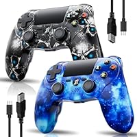Controller for PS4, Wireless Controller 2 Pack for Sony PlayStation 4/Slim/Pro, Remote Control with 6-Axis Motion Sensor/Double Vibration/Sensitive Touch Pad/Speaker & 3.5mm Audio Jack/800mAh Battery