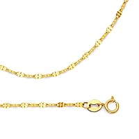 Solid 14k Yellow Gold Chain Cable Necklace Twisted Mirror Diamond Cut Links Stamped 1.7 mm 16 inch