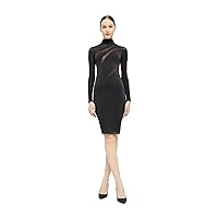 Wolford Sheer Opaque Dress for Women Asymmetric Cut-Out Sustainable Circular Knit High-Necked Long-Sleeved for Any Occasion