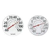 Taylor Extra Large Metal Wall Indoor Outdoor Thermometer, 18 inch & Metal Wall Indoor Outdoor Thermometer, 12 inch