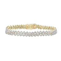 10K Yellow Gold Mens Diamond Stylish Link Bracelet 7-5/8 Ctw.