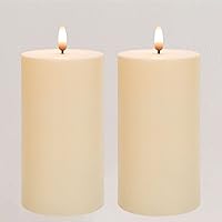 ANGELLOONG Outdoor Flickering Flameless Candles with Timer, Waterproof Battery Operated Candles Set of 2, Electric LED Candles for Wedding Party Home Decor, 3x6